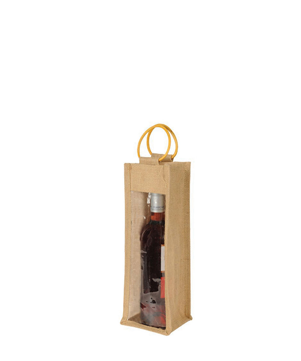 NizvOne JT-06 PVC Pencereli Jüt Şişe Taşıma Çantası